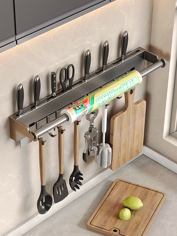 Kitchen Gadgets Wallpaper - Roestvrijstalen keukenrolhouder wandplank met haak keukengadgets