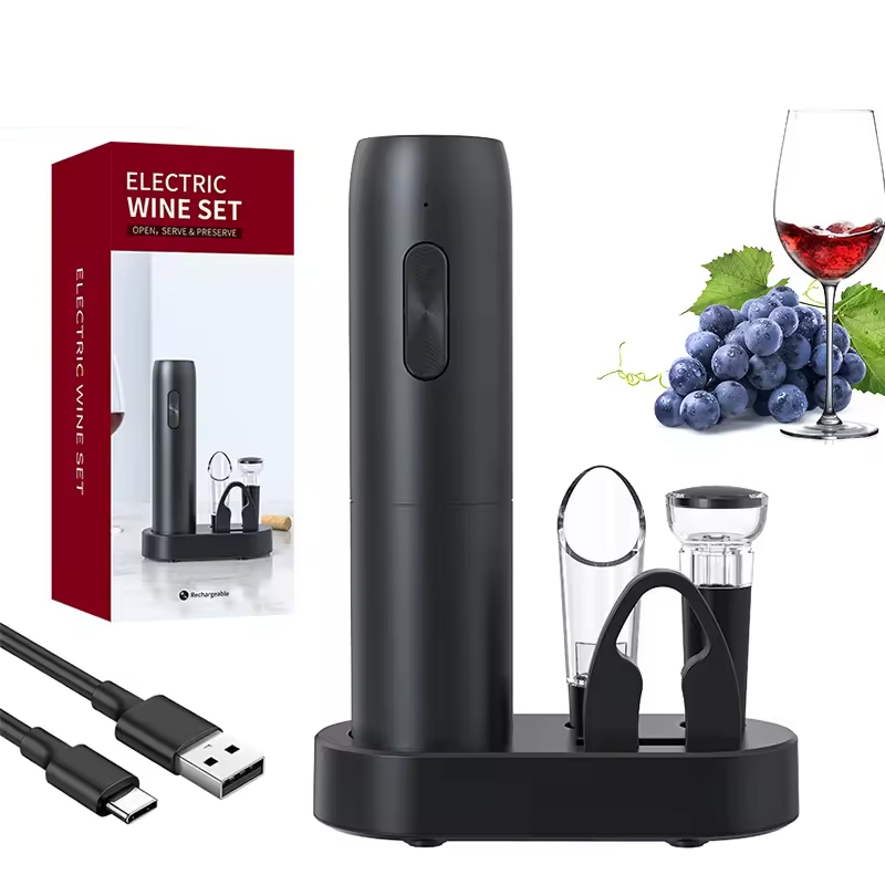 Electric Can Opener - 4-in-1 elektrische fleswijnopenerset Oplaadbare elektrische automatische