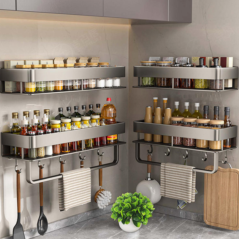 Kitchen Gadgets Storage Ideas - Aluminium keukenrek Keukenplank Toiletopbergruimte Geen boor