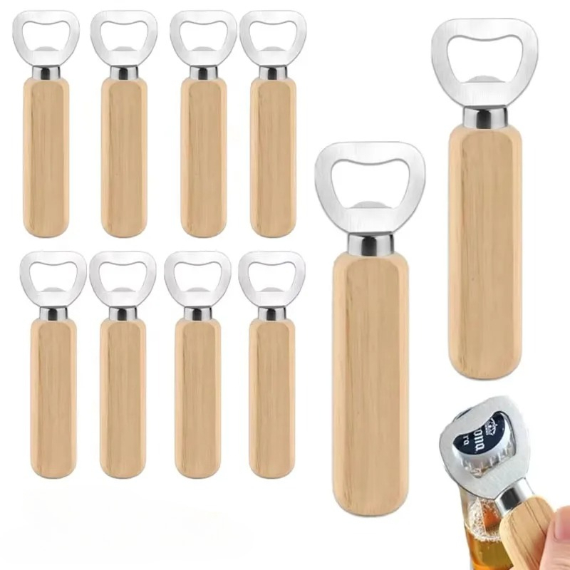 Kitchen Gadgets Home Party - Roestvrijstalen houten flesopener voor thuis, keuken,