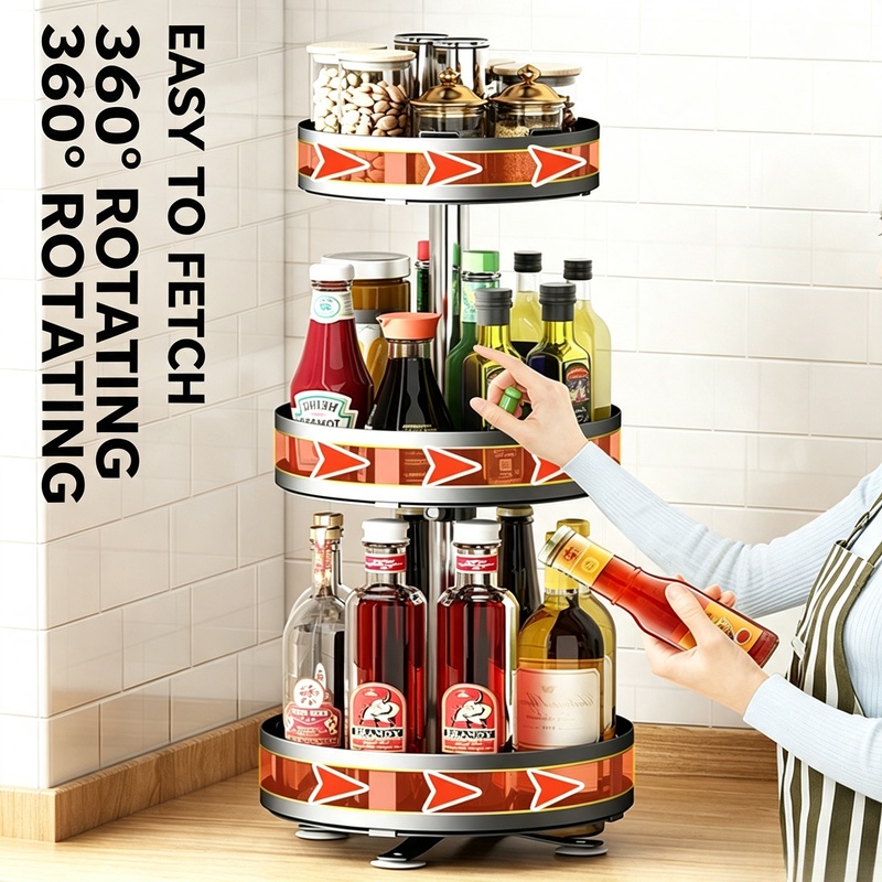 Kitchen Gadgets Storage Ideas - 360 ° Draaibare kruidenopbergtafel, keukenorganizer, multifunctionele
